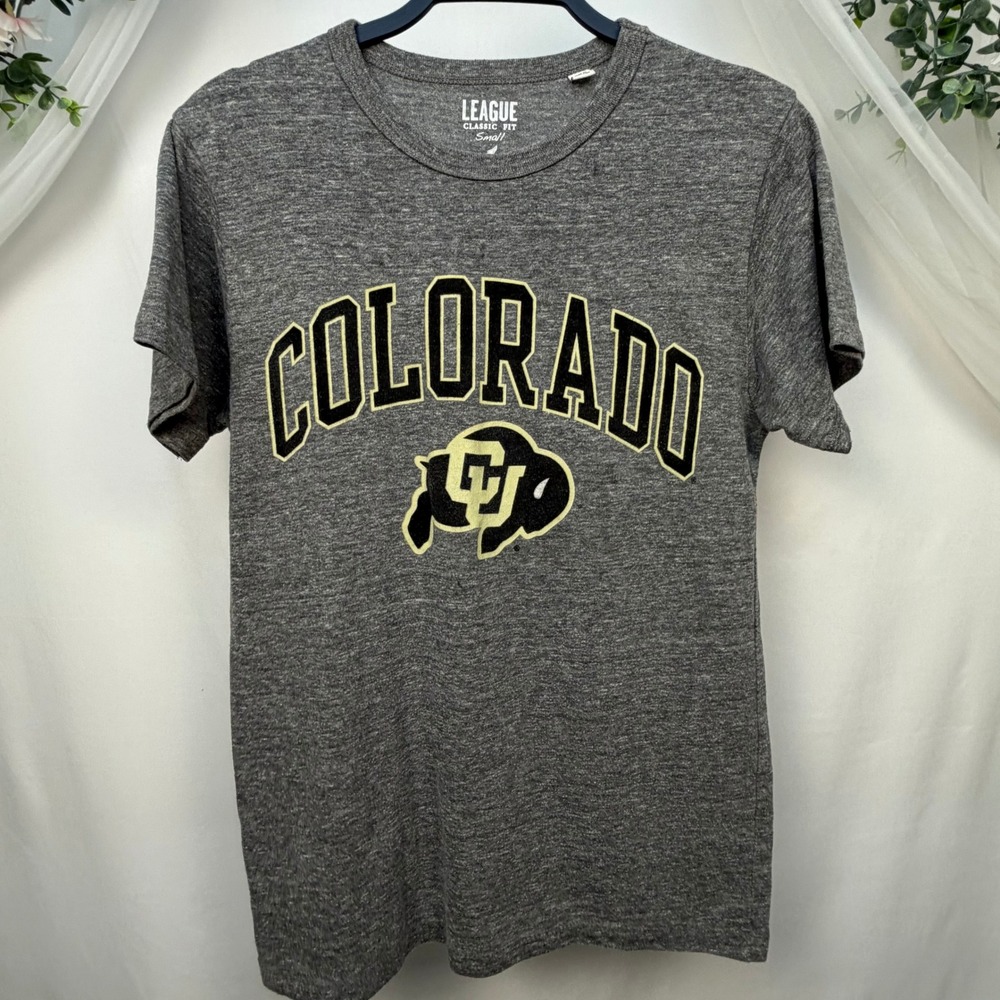 League Colorado Buffaloes T-Shirt Small Gray Heather CU Graphic Tee Classic Fit